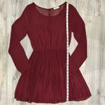 Everly  Maroon Red Formal Chiffon A-Line Long Sheer Sleeve Mini Dress Size S Photo 2