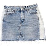PacSun  Denim Retro Y2K Mini Skirt Light Wash Two Tone Frayed Hem Women's Size 25 Photo 0