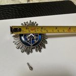 Vintage Signed Coro Blue & Silver Tone Coat Of Arms Crest Brooch Pin Photo 5