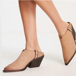 Free People Like New Leather Margarita Heeled Mules Sand Dollar Size 8 Photo 2