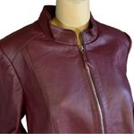 White House | Black Market  BURGUNDY GENUINE LEATHER PEPLUM JACKET (XL) Photo 7