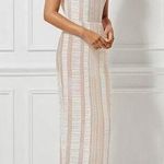 Misha Collection Milk White Beige Striped Chiara Lace Midi Dress Size Small Photo 0