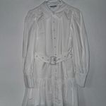 Walter Baker Tara Belted Cotton Poplin Long Sleeve Mini Dress S White Photo 1