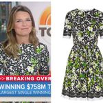 Oscar de la Renta  Black and Green Floral Midi Dress Photo 7