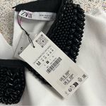 ZARA NWT  Beaded Bib Collar Knit Mini Dress White Black Women’s Size M Photo 5