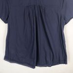 LOGO By Lori Goldstein LOGO Lori Goldstein Medium Top Navy Blue Lace Trim Short Sleeve Pintuck 1173 Photo 2