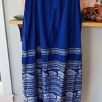 Vintage Grecian Cobalt Blue White Embroidered Cotton Floor Length Maxi Skirt S Photo 6
