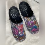 Sanita Shoes Womens Danish Clogs Rainbow Raffia Nurse Slip On Sz 38 7.5 Or 8 EUC Purple Photo 2