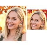 Pumpkin Earrings New Rhinestones Pierced Posts Thanksgiving Fall Festive Harvest Green Photo 3