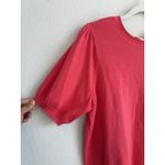 J.Crew Women's Size Large Orange Pink Back Floral Bow Tie Short Puff Sleeve Top Photo 5