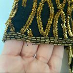 Laurence Kazar VINTAGE 80s 90s  100% silk gold black sequin‎ dress Photo 9