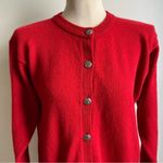 Laura Ashley Vintage Red Wool Knit Cardigan Silver Buttons Pockets Medium Photo 2