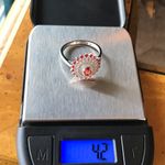 Natural Red Sapphire Moissanite Sterling Silver Ring Size 10 Photo 7