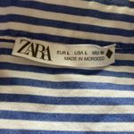ZARA  Striped Button Down Shirt Blue White Oversized Photo 2