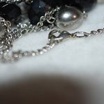 Source Unknown Vintage Double Layer Black/Silver Beads Silver Tone Link Chain Y2K Necklace Photo 3