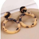 Boho Tortoise Hoop Earrings Statement‎ Acrylic Dangle Earrings Earthy Brown Photo 1