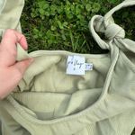 Princess Polly Green Ribbed Shoulder Tie Bodysuit Photo 4