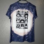 Horror Movie Characters Bleach Tie Dye Graphic Tee Small 80s 90s Icons Blue Photo 1