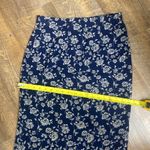 VNTG 90s FLORAL SILK MAXI SKIRT NAVY WITH CREAM FLOWERS PRINTED ALL OVER LINED Blue Size M Photo 11