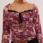 Free People Lace Ruched Long Sleeve Deep Rouge New with tags Size Large Direct Photo 2