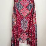 Raj paisley floral print Long Vest Embroidered Gift For Her Fringe Sleeveless Red Size undefined Photo 3