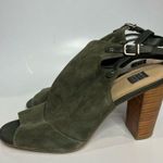 White House | Black Market block heels peep toe sandals gray green womens size 9.5 Photo 0