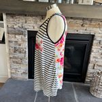 Blue and White Striped Sleeveless Relaxed Tank Top Size M Photo 5