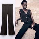ZARA FLARED HIGH-WAISTED Flare Leg PANTS Black Size S NEW Photo 0