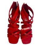 Sandro  Aliza Suede-Trimmed Leather Sandals Sz 38 red Photo 5
