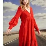 Anthropologie  Amadi Alisha red tiered maxi dress small Photo 1