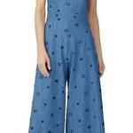 Hunter Bell Alex Blue Denim Chambray Embroidered Sleeveless Jumpsuit 12 Photo 0