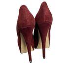Topshop Vintage  Burgundy Suede Platform Pumps 7” heels Size‎ 8 Photo 6