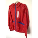 Tommy Hilfiger  Red Hooded Windbreaker Full Zip Side Pockets Lightweight Sz M Photo 2