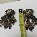 Beaded Clip On Earrings Hand Crafted Animal Print / Brown / Black Photo 5