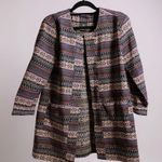 b Collection by Boboau Women's Open Front Cardigan Jacket Geometric Print Size S Purple Photo 0