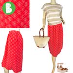 Maggy London VINTAGE 1980'S RED AND TAN SILK MIDI SKIRT (10) Photo 1