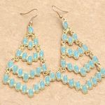 Gold Tone Aqua Mint Kite Boutique Drop Earrings Green Photo 0