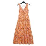 CELINA MOON 100% cotton boho long metallic maxi dress S‎ Orange Photo 3