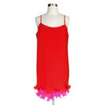 Milly  Bianca Dress Sleeveless Pleated Coral Orange Cocktail Ruffle Hem 10 NWOT Photo 4