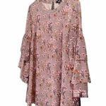 Lulus Day Date Mauve Floral Print Tiered Flounce Sleeve Mini Dress Size Medium Pink Photo 12