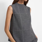 Theory Sleeveless Volume Top in Checked Eco Knit Plaid S Mock Neck Quiet Luxury Photo 0