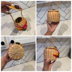 vintage handmade woven bucket basket purse bohemian coastal, or cottagecore mini Photo 12
