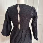 Ganni Black Puff Sleeve Smocked Mini Dress Photo 3