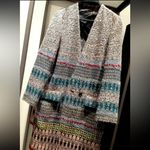 ZARA  LONG PRINTED KNITTED TWEED WOOL BLEND JACQUARD COAT JACKET BLAZER M NEW Photo 10