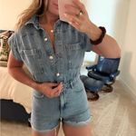 ZARA denim jean short sleeve romper size small! Photo 1