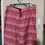 Lands' End Women's Red PJ Pants sz L 14/16 soft flannel fair isle winter pajamas Photo 1