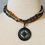 Multistrand Beaded Necklace Center Dangle Earth Tones Photo 15