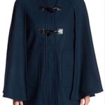 BCBGeneration BCBG Wool Blend Toggle Cape Coat Hooded Navy Sz Medium Photo 5