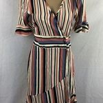 Band of Gypsies Pink Striped Side Wrap Short Sleeve Dress S NEW Photo 0