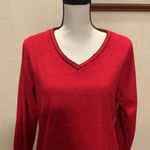 Liz Claiborne red super soft plush fleece pajama shirt long sleeve v-neck Photo 1